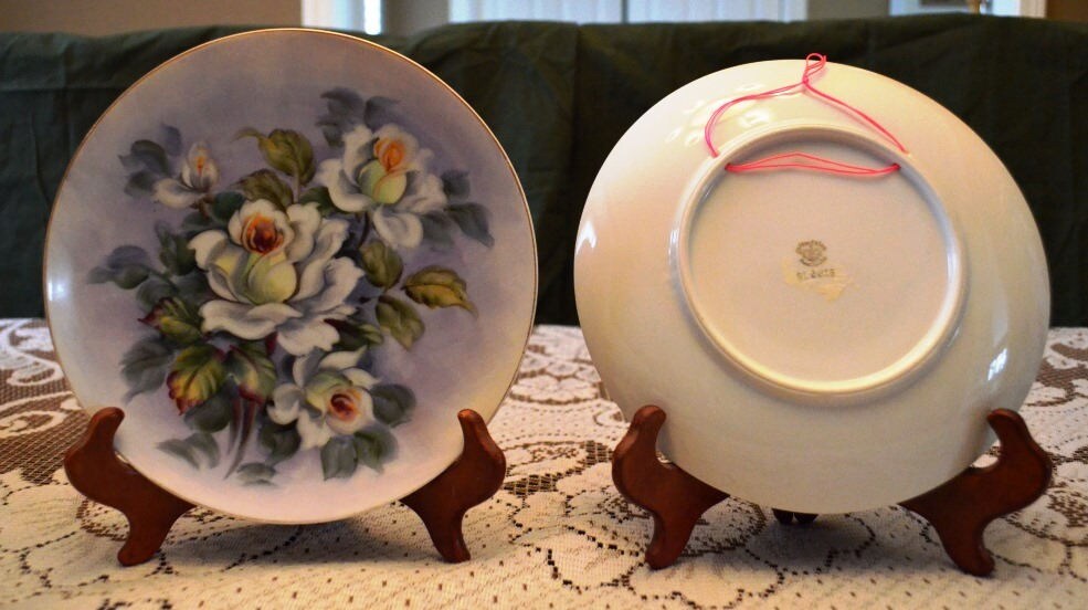 Vintage Lefton China Hand Painted Lavendar Blue With White Rose