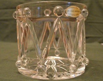 Vintage Fine Bohemian Lead Crystal Drum Ice Bucket made in Czech Republic