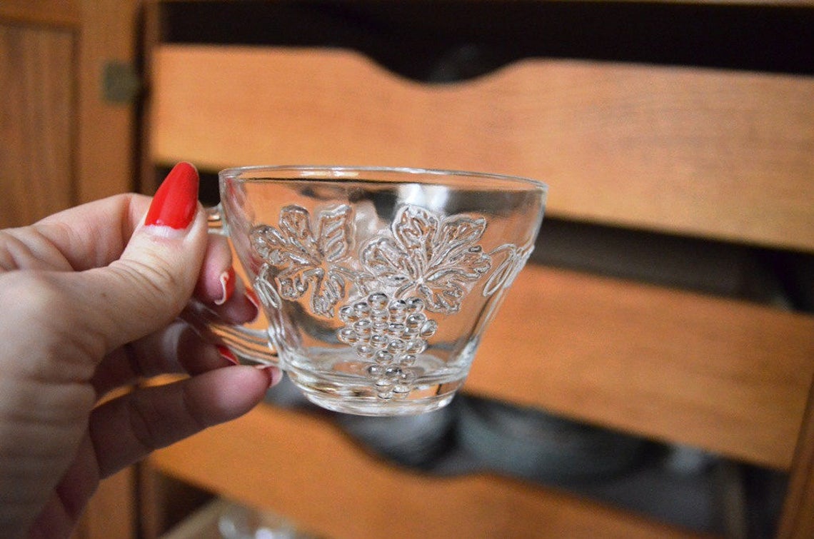 Vintage Pressed Glass Snack Setsgrape and Leaf Pattern, 1950's Etsy