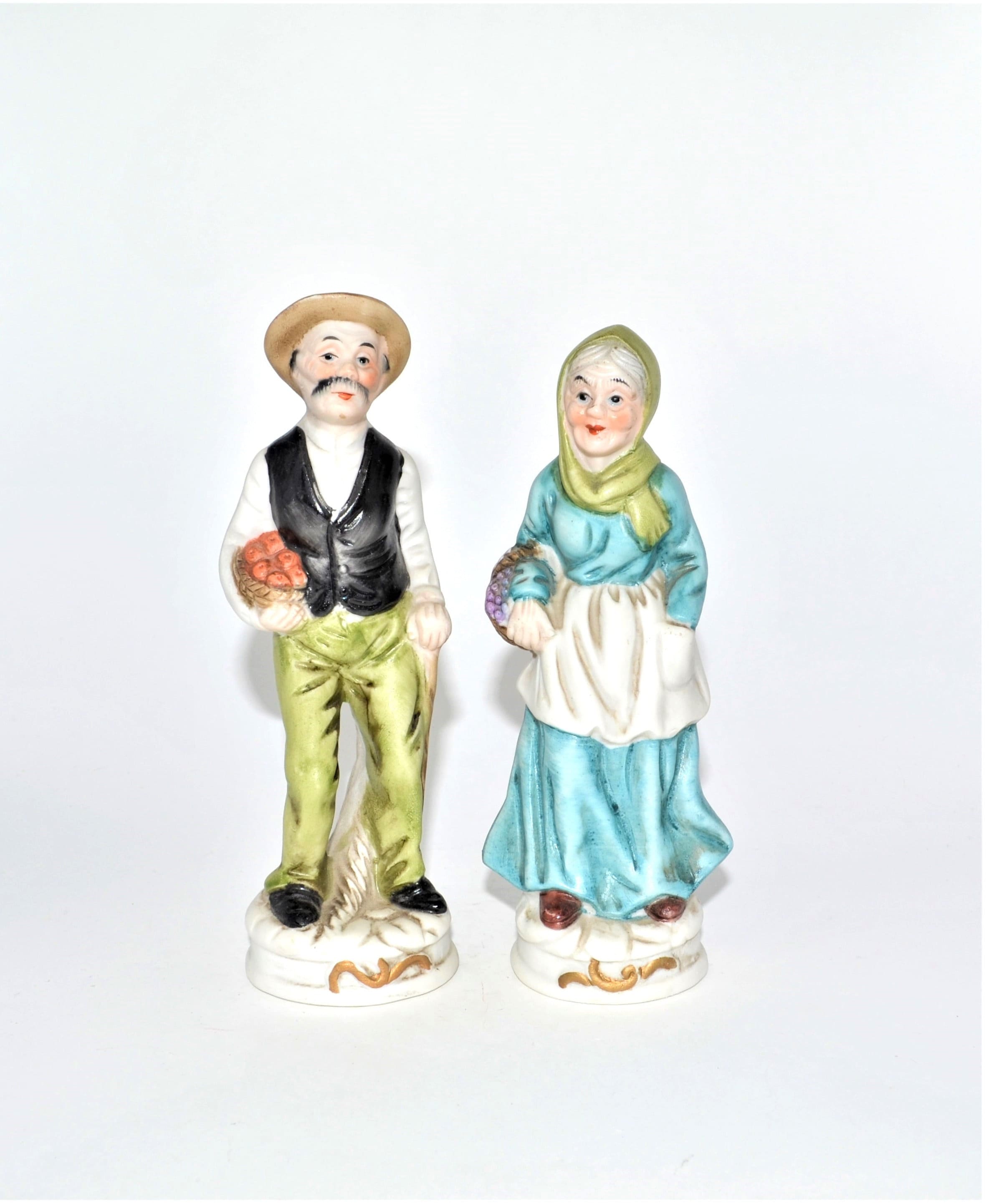 50's マーワル社 男像 アンティークUSA Antique オブジェ Vintage Crown Deville Figurines Old Man and Old Woman Farmers