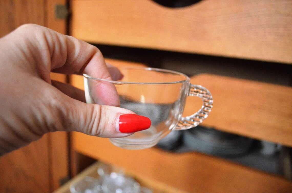 Vintage Pressed Glass Snack Setsfederal Glass Mod Pattern Etsy