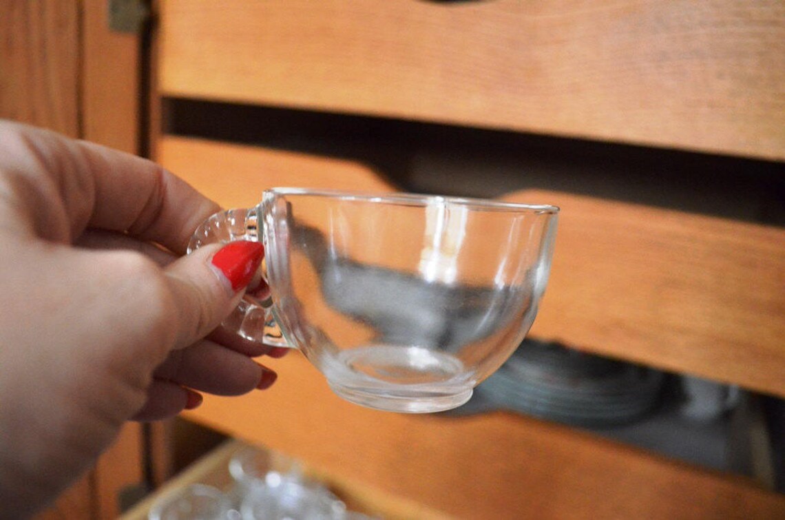 Vintage Pressed Glass Snack Setsfederal Glass Mod Pattern Etsy