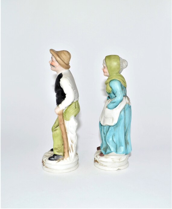 Vintage Crown Deville Figurines Old Man and Old Woman Farmers