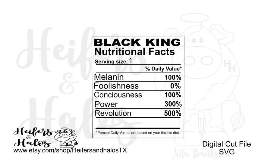 Download Black King Nutritional Facts svg | Etsy