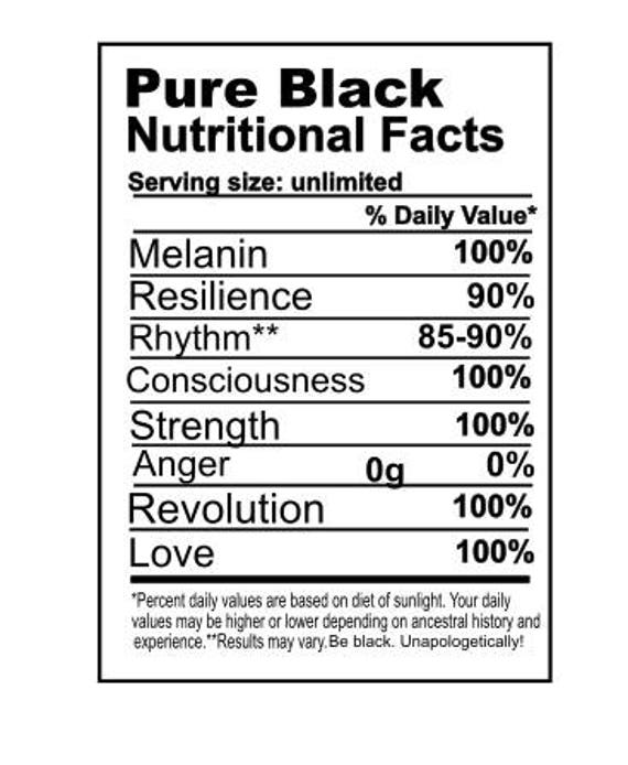 Download Pure Black Nutritional Facts | Etsy