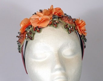 Light Coral Floral Headband Fascinator for Special Occasion, Wedding, Bridesmaid, Formal Event, Flower Headpiece, Pretty Ladies Headband