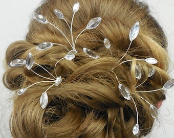 Brautjungferngeschenk, Hochzeits Diamante sprühen Haarnadeln, Satz von 4, Haarteil, Abschlussball Prinzessin, Kristall Haar Stifte, Silber Haarnadeln, Braut
