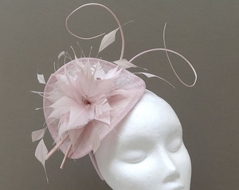 Blush Pink Floral Fascinator Hatinator for Weddings, Ladies Day at Royal Ascot, Race Day or Formal Event.