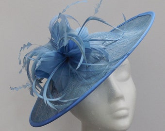 Blue wedding hat, hat for races, hatinator, ladies fascinator, floral fascinator, race day, ladies day, formal event, headband, disc