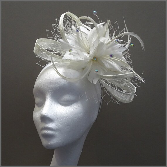 Silver fascinators for weddings deals