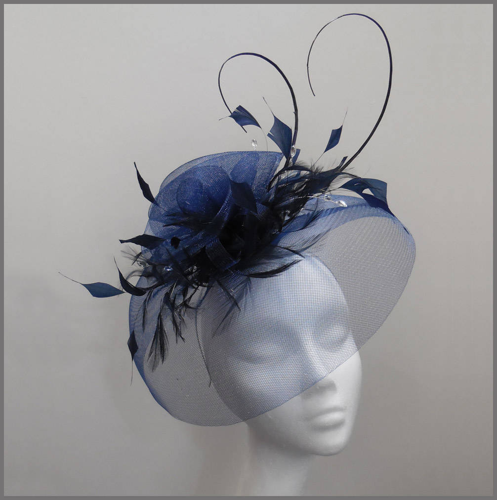 Navy Hatinator Wedding Headpiece Large 