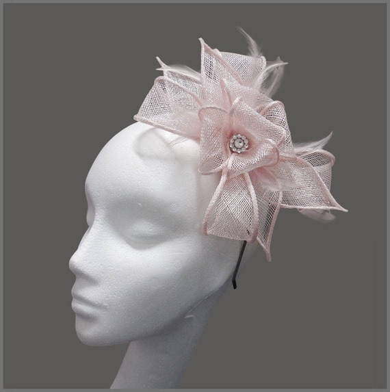 Tea Party Hat, Pale Pink Sinamay Fascinator, Wedding  display picture 1