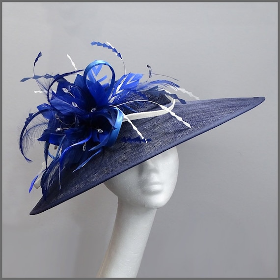 Elegante Marine & Kobalt blau Fascinator Hut Mutter der Braut Hochzeit  Derby Day Royal Ascot Damen Tag