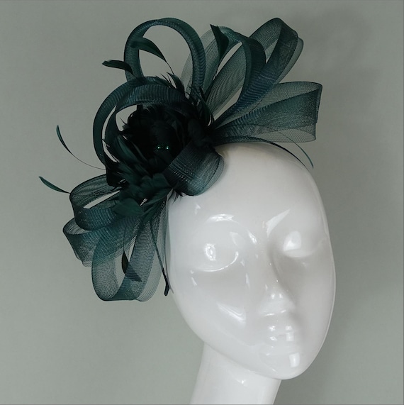 Elegant Lightweight Emerald Green Fascinator on Headband for  display picture 2
