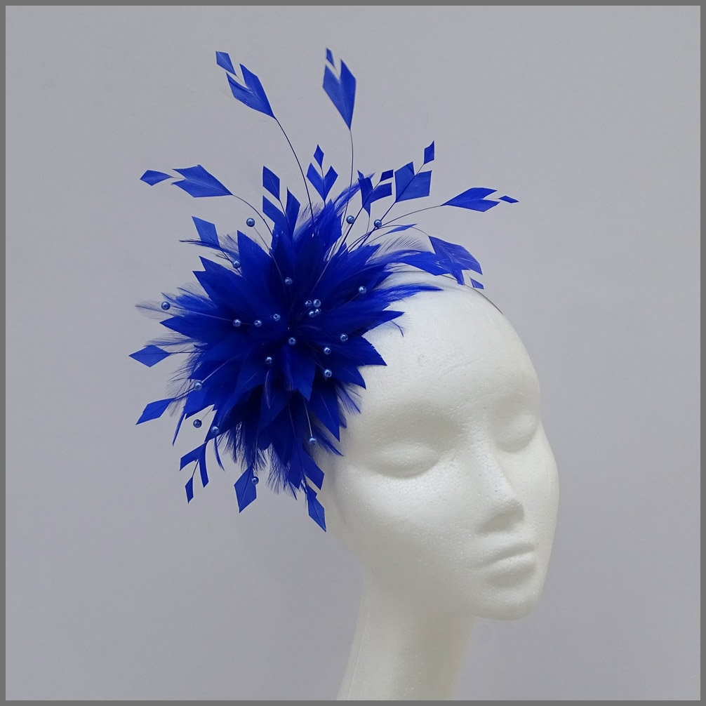 Cobalt Blue Full Feather Fascinator Unique Headpiece for - Etsy New Zealand