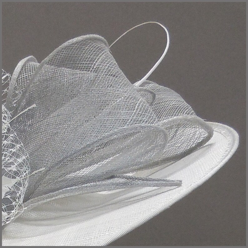 Royal Ascot Headpiece White and Grey Disc Hatinator Saucer Etsy