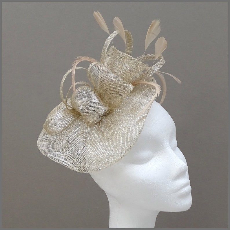 Champagne Gold Fascinator Headpiece for Wedding Guest Race Etsy