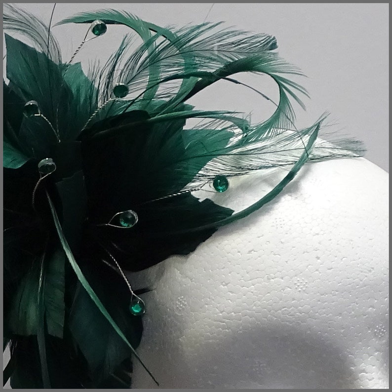 Emerald green flower fascinator headpiece on a headband for Etsy