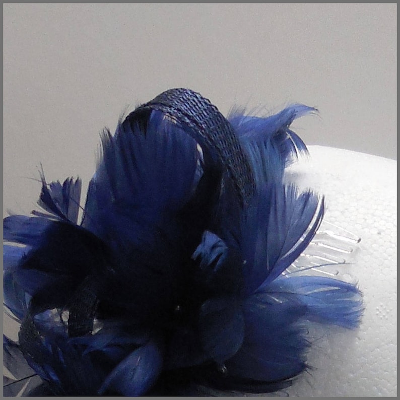 Navy Hair Clip Wedding Fascinator Bridesmaid Headpiece Navy Etsy UK