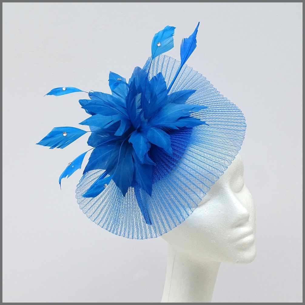 Marine Blue Occasion Feather Fascinator 