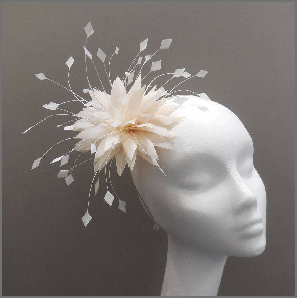 Stunning Floral Fascinator Delicate Peach Feather Flower - Etsy UK