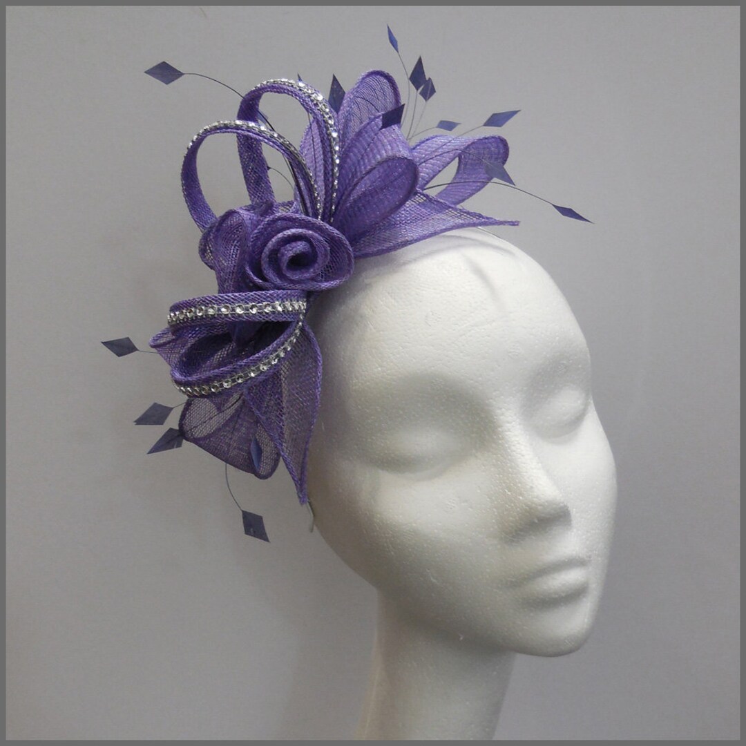 Purple Fascinator Formal Headpiece Ladies Day Floral Etsy