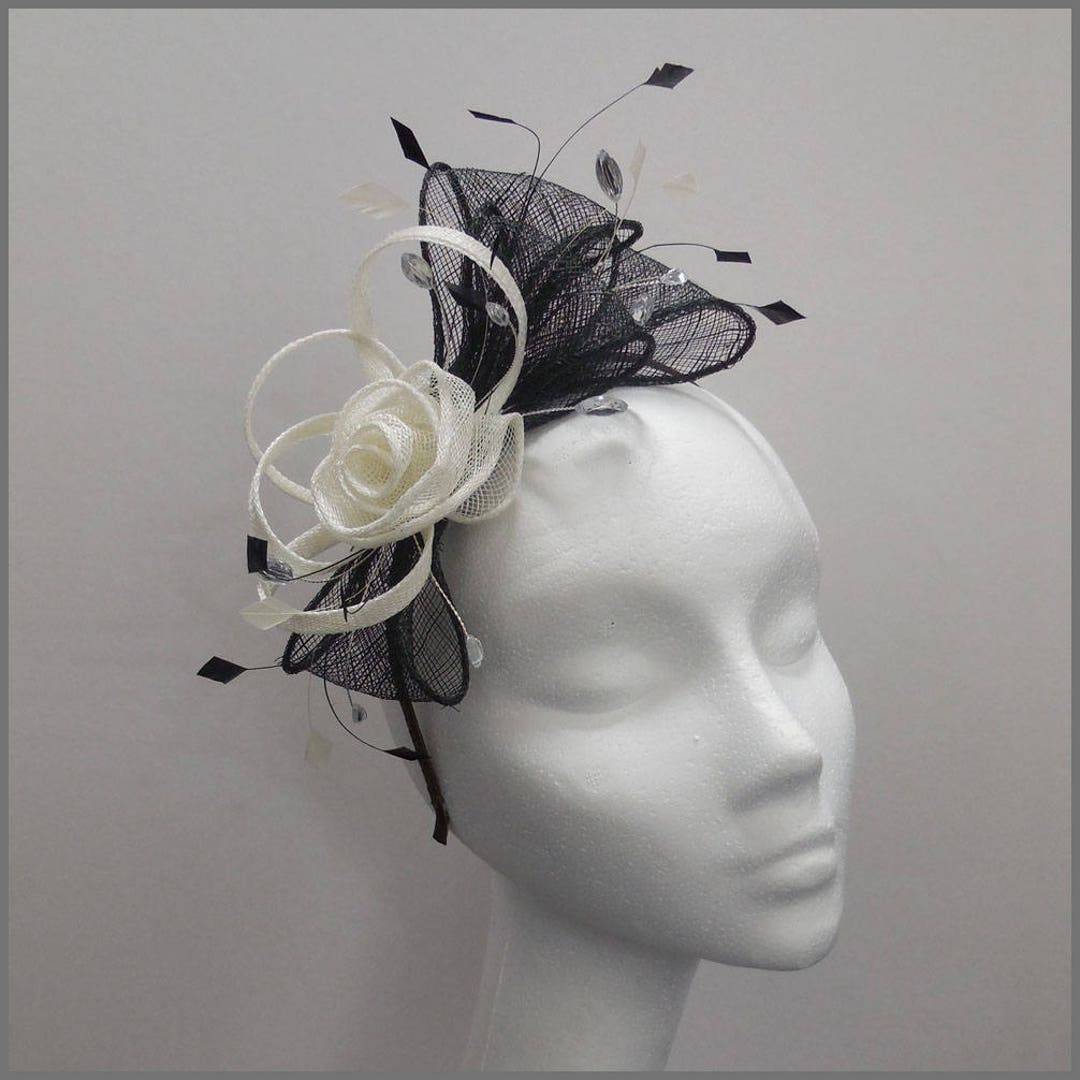 Black and Ivory Fascinator Floral Headpiece Rose Fascinator - Etsy