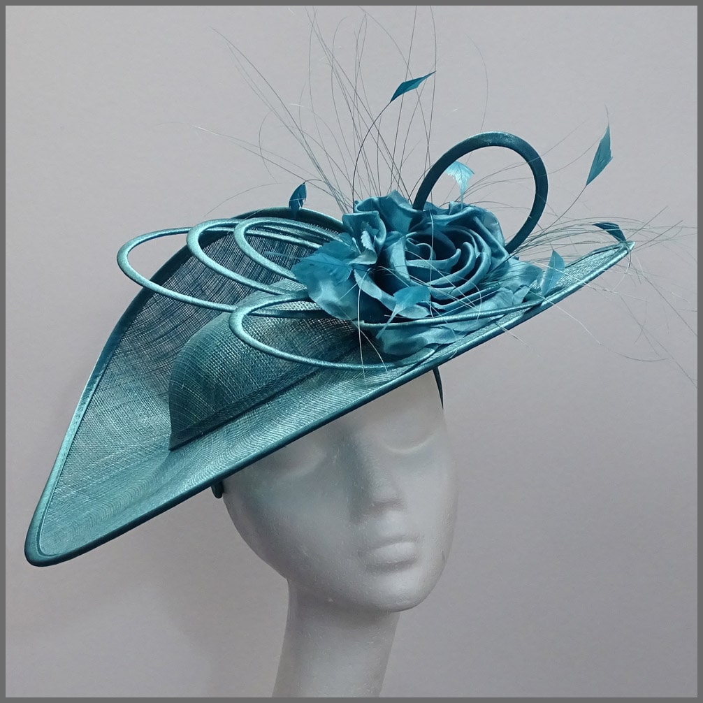Teal Hatinator With Faux Flower and 
