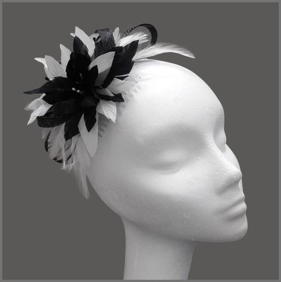 Wedding Guest, Small Black and White Feather Fascinator  display picture 3