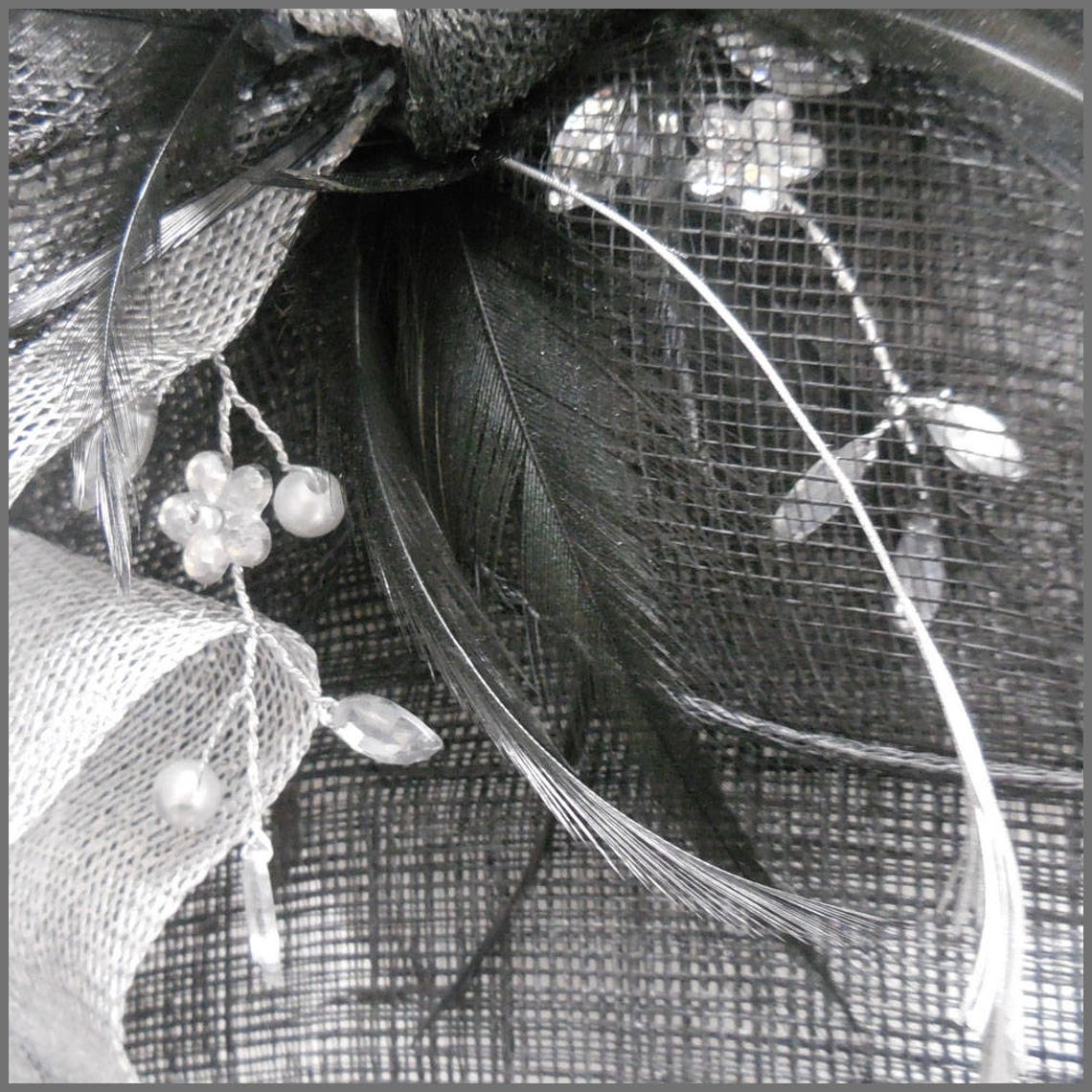 Black Disc Fascinator Black and Silver Saucer Hat Occasion Etsy