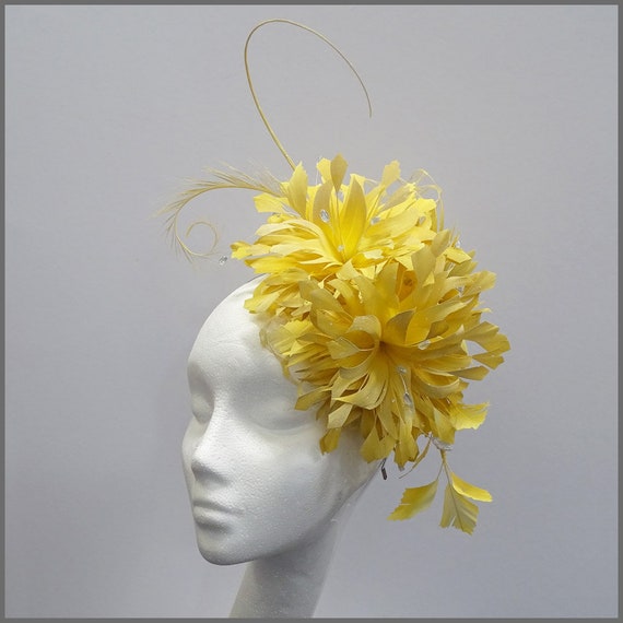Headband Fascinator Yellow Feather 