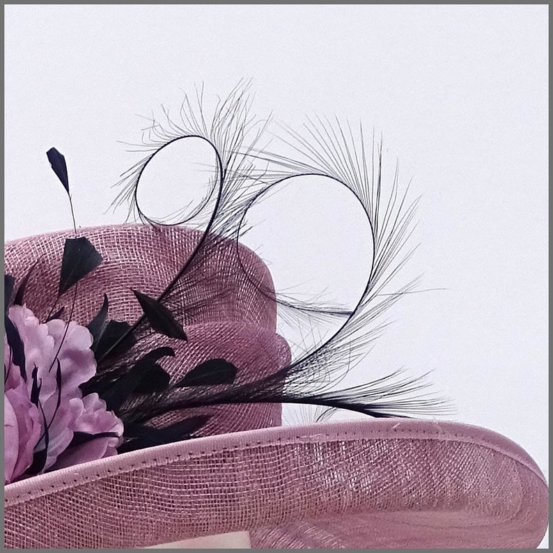 race day Derby Ascot or formal event. Floral heather pink ladies hat for wedding