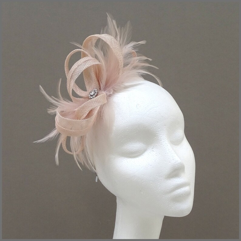 Blush fascinator wedding guest fascinator blush pink feather Etsy