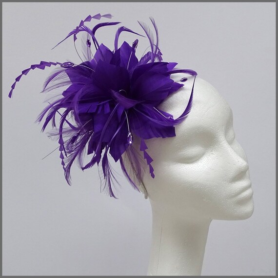 Purple Flower Fascinator Headpiece on a 