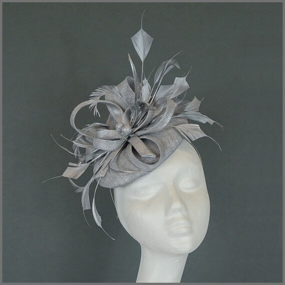 Unique Headpiece, Metallic Silver Mini Disc Fascinator, Wedding