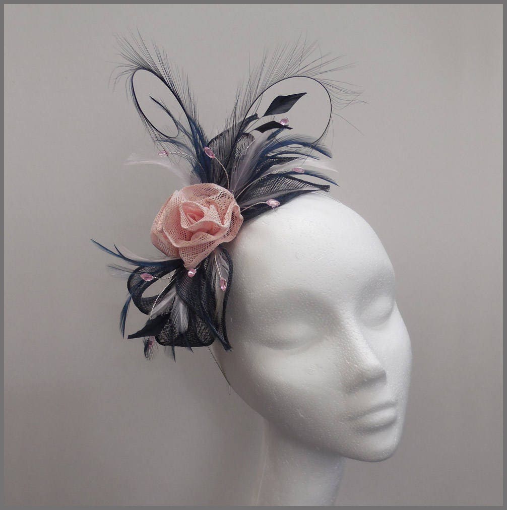 Navy Pink Fascinator Etsy UK