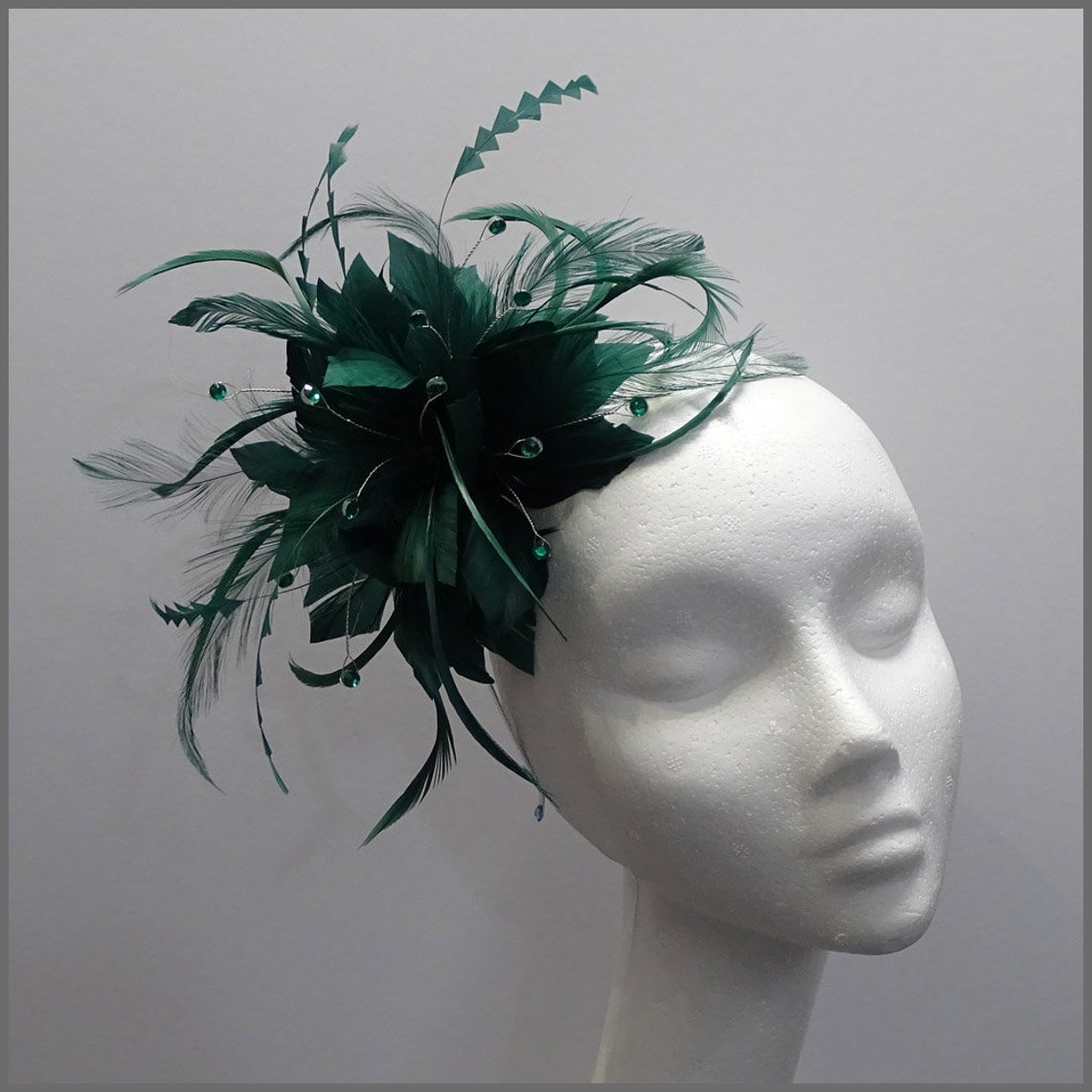 Emerald Green Flower Fascinator Headpiece on a Headband for Etsy