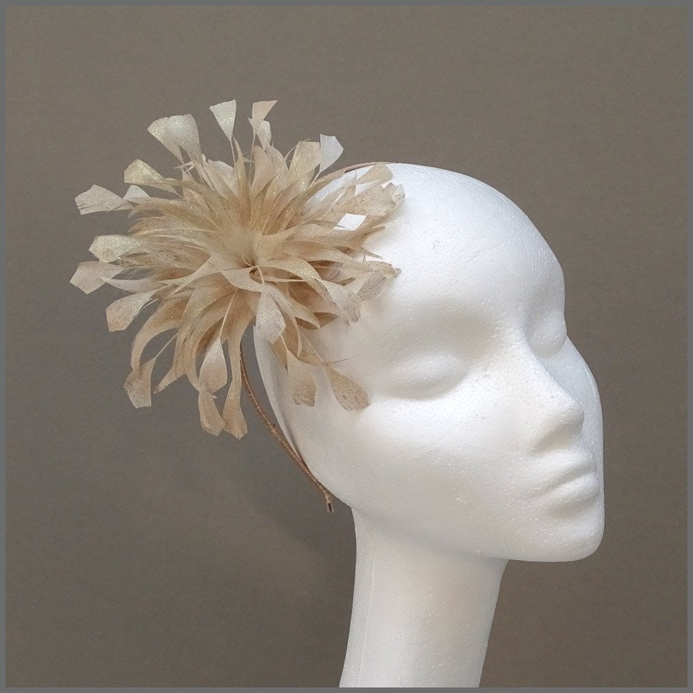 Champagne Gold Feather Flower Design 