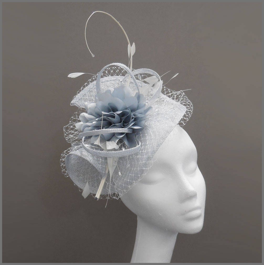 Mother of the Bride Silver Mist Sinamay Disc Fascinator - Etsy UK