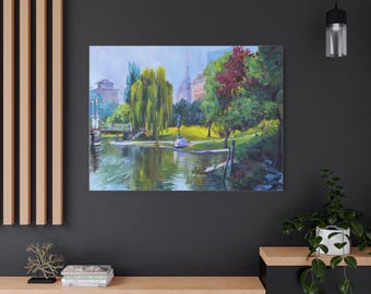 Boston Public Garden Canvas Art Print, Home Decor Wall Art