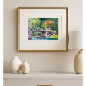 Afternoon at the Lagoon Bridge Oil Painting on Canvas. Boston souvenir.