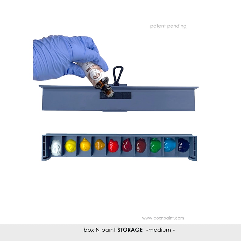 Box N Paint Medium. Fresh paint storage ready to paint anytime. Plein air artist tool. Separate compartment system for oil painters gift. image 5