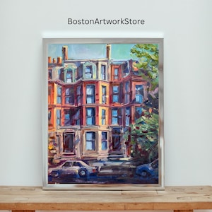 Boston Brownstones Art Print: Back Bay Watercolor Painting