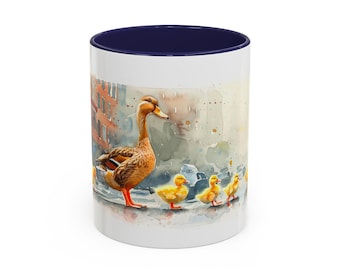 Ducklings Crossing Coffee Mug - Boston Artwork, Accent Mug 11oz