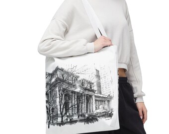 NY Public Library Tote Bag: Artistic Cityscape Design, Reusable Shopping Bag