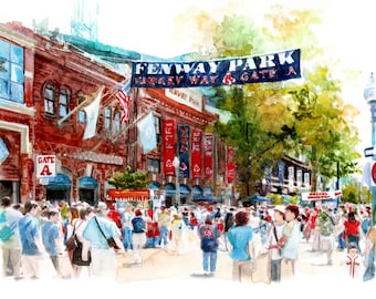 Fenway Park Watercolor Art Print – Boston Red Sox Stadium