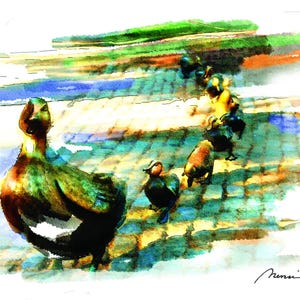 Make Way for Ducklings Print: Boston Public Garden Watercolor Art