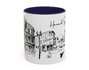 Harvard Square Ink Drawing Coffee Mug, Cambridge MA Gift