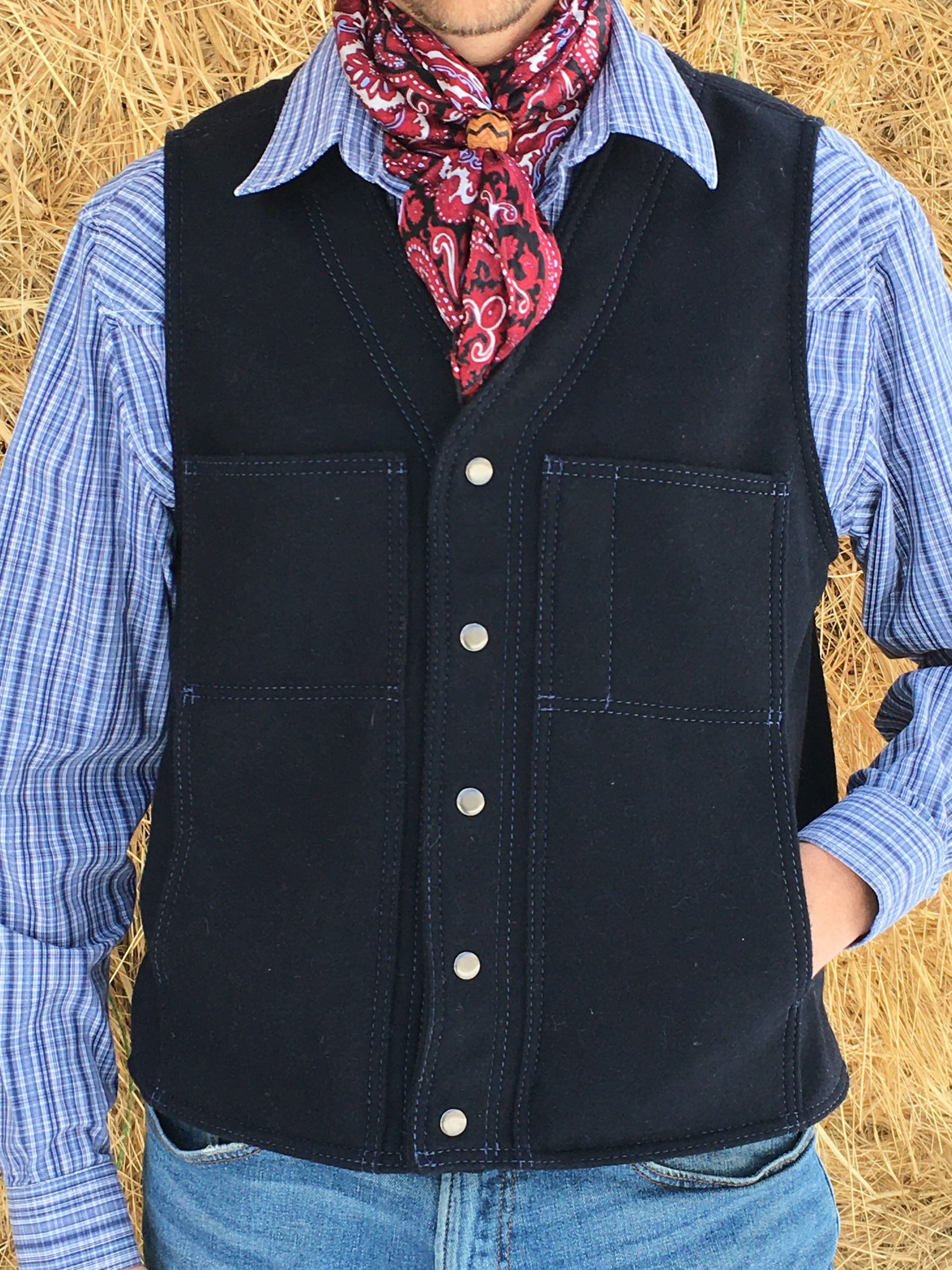 Navy Blue Wool Vest - Etsy