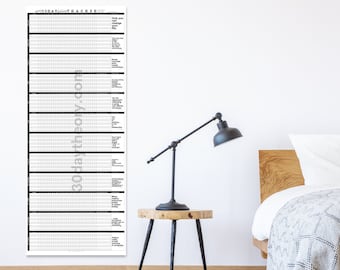 Yearly Challenge Tracker POSTER | 30 Day Habit Tracker | Goal Tracker Printable | 365 Day Tracker | INSTANT Download Poster 24" x 60" PDF
